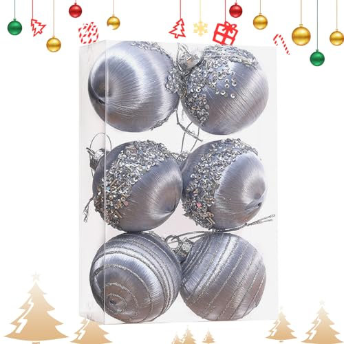 Samt-Weihnachtskugel-Set | Weihnachtsschmuck-Set Samtkugel,6er-Set Samt-Weihnachtsbaumkugeln mit Metallschnur für die Heimparty Visiblurry