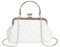 RPAEOY Damen Clutch Zopf PU Leder Brauttasche Elegant Handtasche Umhängetasche Tasche Crossbody Tasche Abendtasche für Hochzeit Abendparty Party Feiertage Weiß