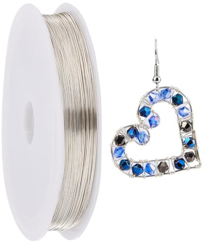 SUNNYCLUE 100M Copper Craft Wire 0.3mm 28 Gauge Silver Beading Wire Metal Craft Wire Tarnish Resistant Copper Wires Copper Crafting Wire for Jewellery Making Sculpting Wire Wrapping Garden DIY Crafts