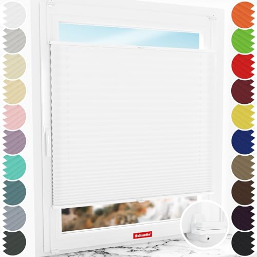 Schuette® Plissee ohne Bohren ● Premium Kollektion: White Day (Weiß) ● 20x80cm (Breite x Höhe) ● Suprafix Faltrollo X Klemmfix Rollo ● Blitzschnelle Montage inkl. Video
