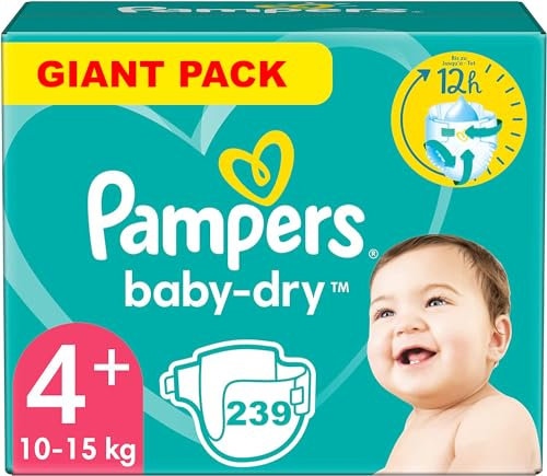 PAMPERS Baby Dry Größe 4 Plus 239 Windeln (10-15 kg)