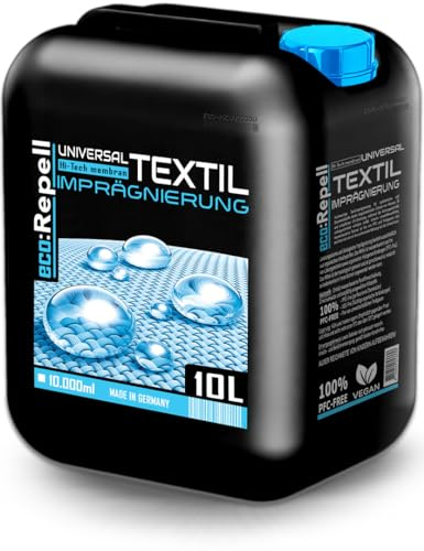 eco:Repell 10L Universal Textil imprägnierung - Imprägnierspray für alle arten von Textilien wie Markise Polster Möbel Sofa Cabrio Verdeck Autopolster Zelt PFC-Frei