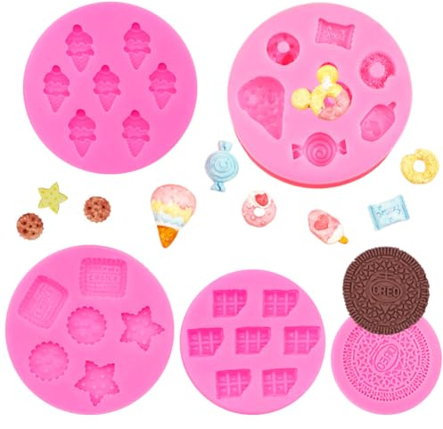 5 stampi per dessert fondente – rosa biscotti e gelati dessert muffin silicone per cioccolato, caramelle, stampo 3D per decorare torte, strumenti fai da te in silicone