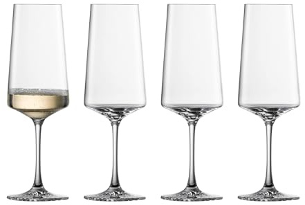 Zwiesel Glas Echo Champagnerflöte (4er-Set), moderne Champagnergläser mit Brausepunkt, spülmaschinenfeste, maschinell hergestellte Tritan-Kristallgläser, hergestellt in Deutschland, 368 ml