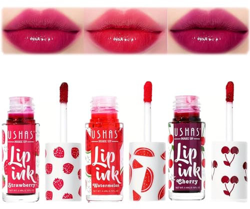3 Colors Lip Tint Stain Set, Velvet Lip Tint Stain, Moisturizing Waterproof Long Wear Non-Sticky Liquid Lipstick Set