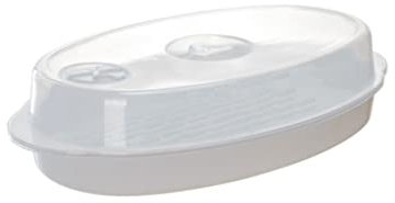 HAODUOO Vaporizador de Pescado, Utensilios de Cocina ovalados con Estante, Plato de Vapor, Plato de Pescado al Vapor, Horno microondas, vaporizador for Pescado al Vapor, albóndigas vegetarianas