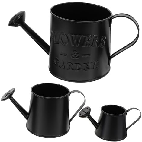 HAWILLOSCH 3pcs Tin Bucket Watering Can Vintage Vase Plant Watering Bottle Fresh Pot Floral Arrangement Container Black Vases for Flowers Vintage Vase Country Vase Jug Vase Iron
