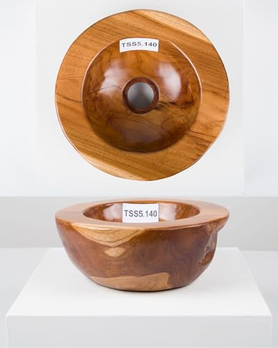 Lavabo en bois de teck lasuré, 30 cm, unique, pour salle de bain, WC, jardin, lavabo, à poser, naturel Wohnfreuden
