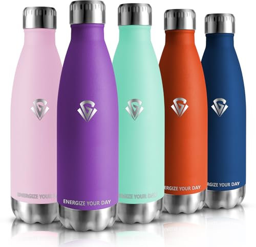 HoneyHolly Botella Termica - 500ML - Botella agua Acero Inoxidable, Termo con pared Doble Aislamient, de Fugas, Cantimplora Termica para Niños, Deportiva, Gym - Conserva 12 Horas Caliente, 24 frio