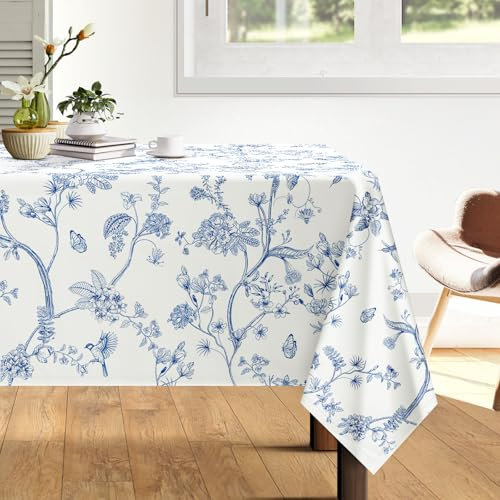 Arquiel Tischdecke Vogel Zweigstelle, Tischdecken Abwaschbar Rechteckige Tischtuch Frühling Französisch Tischdeck für Haus Küche Esszimmer Party Dekoration(140 x 180 cm)