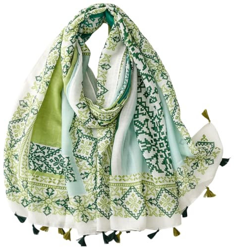 FAIRYGATE Green Scarf for Women UK Scarfs For Women Soft Shawls And Wraps Reversible Long Large Warm Ladies Scarves With Tassel For Weddings Womens Gifts 7057