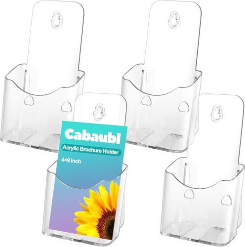 EOGRFW 4 Stück Flyer Aufsteller,Wandprospekthalter 20x10x8,5 cm,Tisch-Prospektständer Flyerständer,1 Fach, zum Stellen & Hängen,Prospekthalter transparent Für Prospekte, Postkarten, Flyer, Menüs