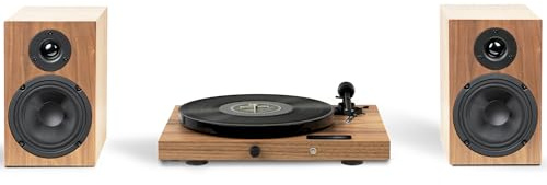 Pro-Ject Jukebox E1 + Speaker Box 5 E - Set stereo tutto in uno con Bluetooth - Giradischi con Phonotrap e altoparlanti - Noce