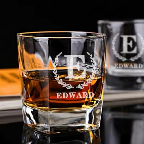 miguha Cadeau Personnalisé En Verre De Whisky Personnalisé, Cadeaux En Verre De Whisky For Papa, Cadeaux Personnalisés En Verre De Whisky For La Fête Des Pères De La Part De Son Fils Et De Sa Fille