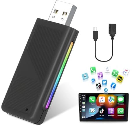 Podofo 2025 Upgrade Carplay Kabelloser Adapter für Original USB-CarPlay-Autos Konvertieren Sie Kabelgebundenes in Kabelloses Plug-and-Play
