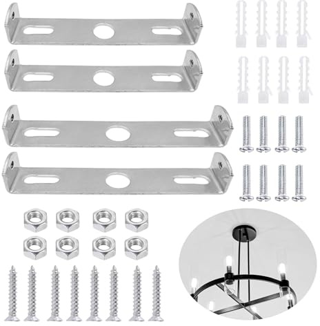 Stainless Steel Ceiling Light Bracket Kit, 4-Piece Stainless Steel Chandelier Bracket with Screws, 90 mm and100 mm Pendant Light Crossbar Kit for Home Office Install