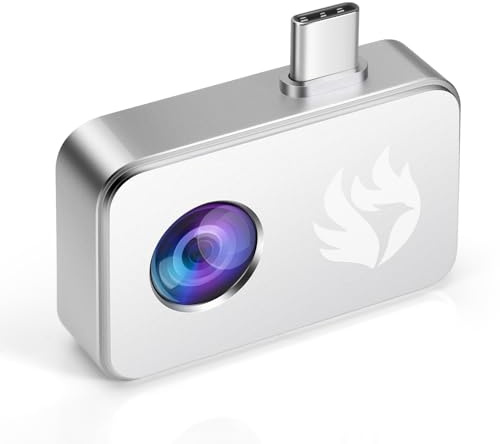 Termisk kamera, 256 x 192 inbyggd IR-upplösning, 25 Hz bildfrekvens, förbättrad temperaturnoggrannhet, fungerar för Android (inte för iOS)