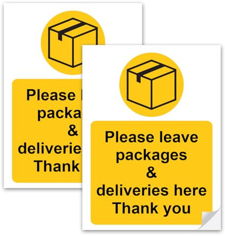 SAFESIGN (2 Pack) Please Leave Packages & Deliveries Here Vinyl Sign Stickers 200 X 150mm - Conforms to EN ISO 7010:2012