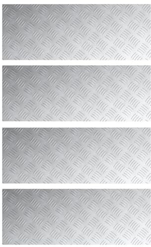 vidaXL Aluminium Treppenstufen Set von 4 | Rutschfeste Gestaltung graue Trittmatten langlebig wasserabweisend strukturierte Sicherheit außen drinnen Industriestil