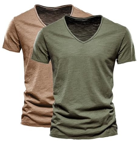 My Orders Items Pack of 2 Premium V Neck Cotton T-Shirts for Men UK Plus Size Solid Color Casual Breathable Wicking Short Sleeve Tee Shirt Mens Fashion Clothes Deals of The Day Sale