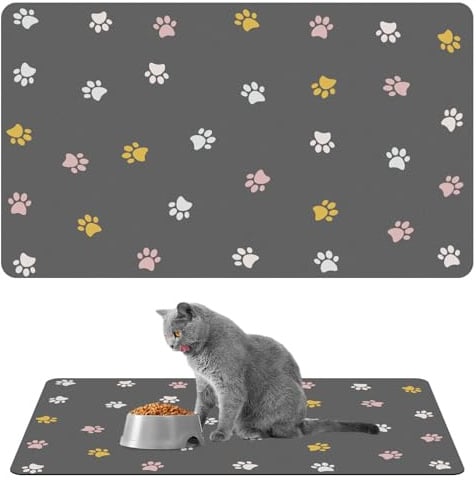 Napfunterlage Für Hunde Und Katzen, 50 × 30 cm Napfunterlage Hund, Saugfähige Schnelltrocknend Unterlage Katzennapf, rutschfeste Hundenapf Matte, Futternapf Futterunterlage Hund Für Essen, Ausruhen