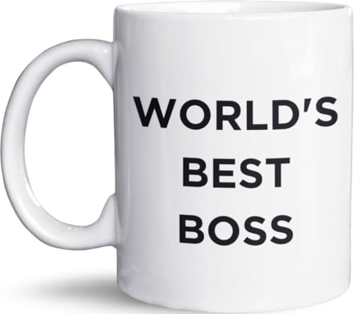 World's Best Boss - Sacchetto in ceramica da 325 ml - Stampato su entrambi i lati - Lavabile in microonde e lavabile in lavastoviglie - Tazza perfetta per caffè o tè - Ottimo come regalo per il tuo