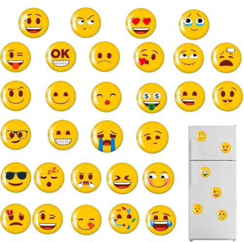 30 Stück Magnete Ausdruck Kühlschrankmagnete Lustige Dekorative Magnettafel | Magnete Kühlschrankmagnete lustige Magnets Einkaufsliste Magnetisch Kühlschrank Smiley Magnete für Kühlschrank Büro