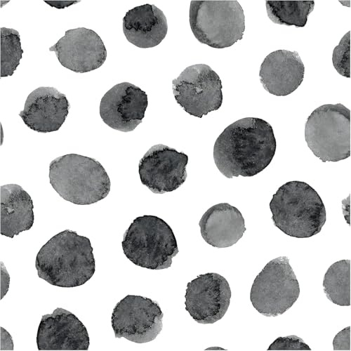 Black and White Geometric Wallpaper, 44.5 x 500 cm Self Adhesive Dot Wallpaper Watercolor Strokes Dots Peel and Stick Wall paper Boho Self Adhesive Furniture Wrap for Living Room,Bathroom,Cabinets
