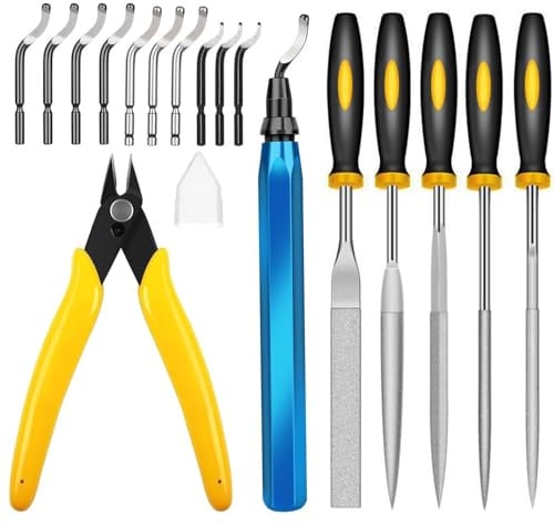 3D-Druck-Entgratifert-Satz Entgrater Werkzeug mit 11 Unterschiedlichen Klingen 5-Feilen-Set und Seitenschneider Metal Handle Hand Deburring Tools files