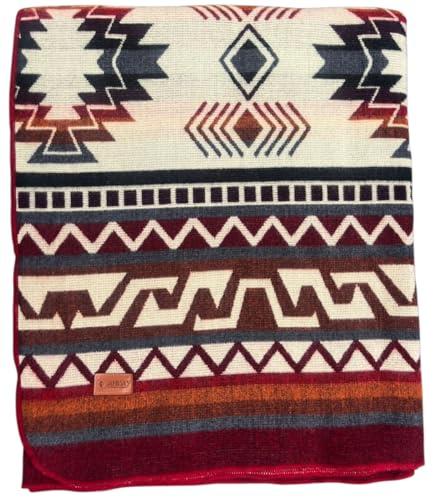 Alpaca Wool Blanket, Queen Size 94 x 78 – Warm, Thick, Ultra Soft, Reversible 2-in-1, Hypoallergenic, Non-Itchy, Washable – Great for Couch, Camping, Travel, Picnics & Cozy Home Comfort (Red)