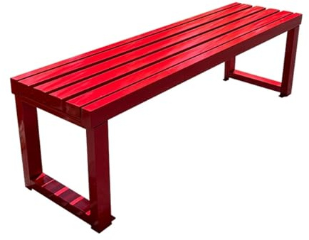 Stilvolle rote Metall-Gartenbank, 120 cm, bequeme Sitzgelegenheit für 2–3 Design mit glatter Oberfläche, ideal für Terrasse, Hof, Hinterhof und Gartendekoration.
