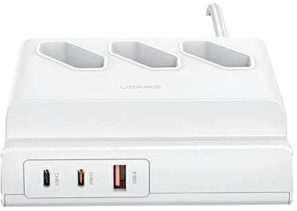USAMS Schnellladegerät, 3 Uscite+2 Type-C + USB, Weiß