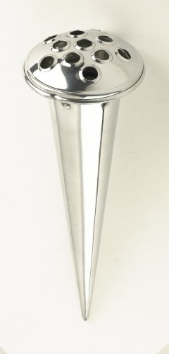 Black Country Metal Works Conical Flower Holder Vase & Lid - Polished Aluminium - (Small)