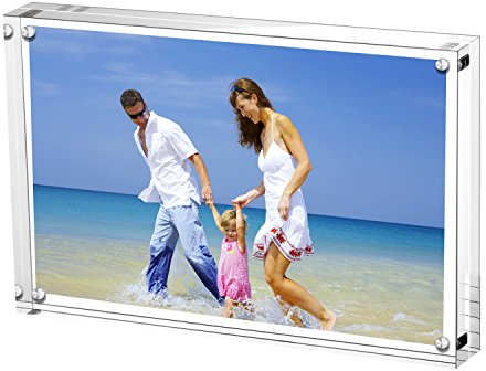 AMEITECH Cadre de Photo Magnétique, Cadres de Photos Acryliques, Porte 15 x 20 cm de Photos, 10 + 10 mm D'épaisseur, écran sans Carte de Fond pour Carte Postale - Transparent