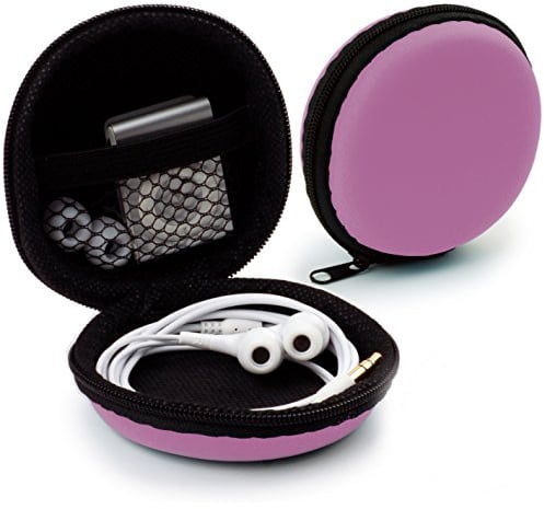 MyGadget Kopfhörer Aufbewahrung [ 8 x 8 cm ] - Mini Tasche Schutztasche Transport Box - Zubehör für z.B. In Ear Case Ohrhörer | Apple Airpods | USB Sticks - Rosa