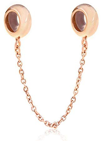 Charm con catenina di sicurezza in argento Sterling 925, con chiusura a clip, distanziatore per bracciali Pandora con ciondoli I