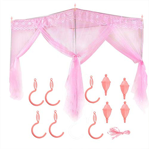 Duokon Luxus Bettvorhänge Prinzessin 3 Seitenöffnungen Post Bett Vorhang Baldachin Netting Moskitonetz Bettwäsche Kindergarten Dekoration(S)