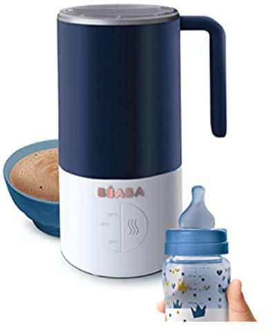 BÉABA - Milk Prep - Zubereiter für Fläschchen und milchhaltige Getränke - Heizt sich schnell auf - Milch aus Milchpulver, Muttermilch, Folgemilch, Schokomilch - Für Babies und Kleinkinder - Blau