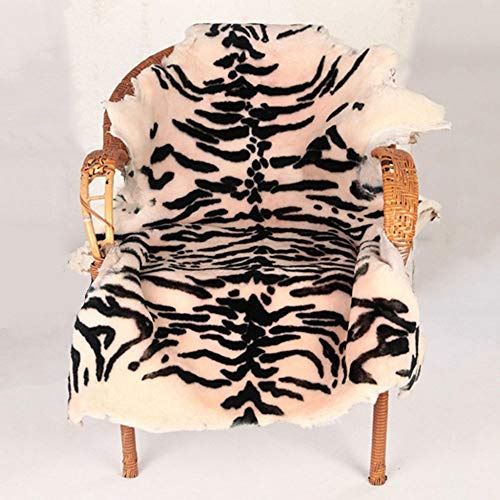 yingda1992 Area Rug Chic Style White Tiger Leopard Printed Australia Sheepskin Rug Soft Plush Throw Lambskin Rug Fits Perfectly in Living Room/Bed Room or as a Couch Decor One Pelt