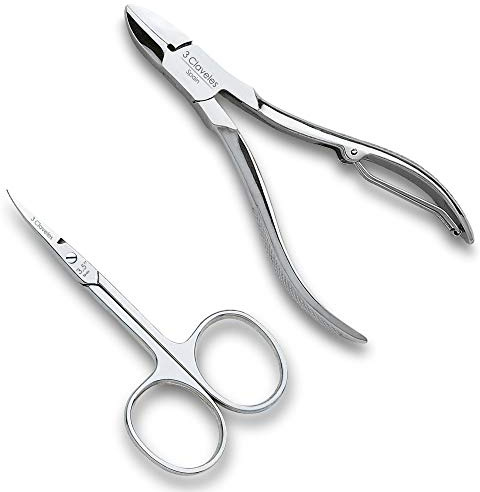 3 Claveles Tijera Corta Cuticulas Con Punta Curva Con Alicate Uñas Niquelada Kit Manicura De Tijeras Corta Cuticulas Y Alicates De Uñas Profesional De Acero Inoxidable 130 g