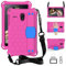 QYiD Coque pour Galaxy Tab 4 8 Pollici SM-T330/T331/T335/T337, Antichoc Etui Housse EVA Enfants Antichoc Protecteur avec Poignée Support et Bretelles pour Samsung Galaxy Tab 4 8 Pouces, Rose/Bleu