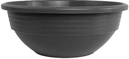 Plastard Blumenschale 32 cm Durchmesser Anthrazit Pflanzschale aus Kunststoff witterungsbeständiger Pflanztopf für Garten Balkon Terrasse runde Pflanzschale großes Pflanzgefäß ohne Löcher