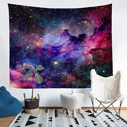 Loussiesd Galaxy Wandbehang Weltraum-Themen-Wandteppich für Kinder Teenager Erwachsene Sternenhimmel Wandteppich 148x200cm Atmungsaktive bunte Milchstraße Tapisserie