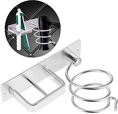 Soporte para secador de Pelo, Soporte para secador y Plancha de Pelo de Aluminio, Soporte para secador de Pelo montado en la Pared, Estante de Almacenamiento para baño, Dormitorio, Hotel