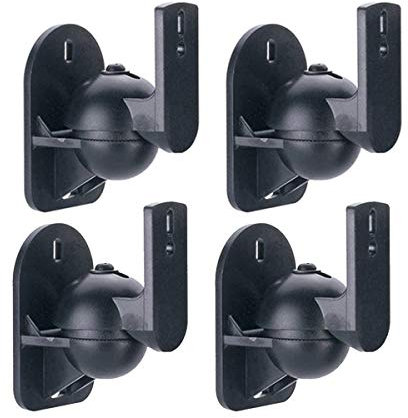 121AV Universal Wall Mount Speaker Brackets for walls, Ceiling Surround Sound Speakers bracket, Adjustable, Light weight, Capacity up to 3.5 kg, Pack of 4 (Black)