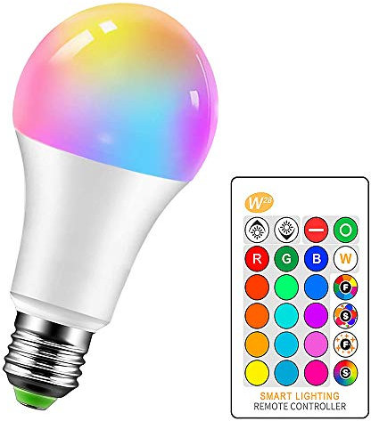 LemonBest Lampadine a LED RGBW Colori Lampadina Dimmerabile Cambiamento di Colore E27 15W per Casa/Decorazione/Bar/Festa/KTV - RGB Telecomando Incluso