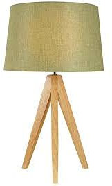 Wooden Retro Tripod Shade Bedside Inspired Table Lamp Cream - Cute Wooden Tripod Table Lamps - with Rustic Fabric Linen Shade - Decorative Modern Desk - Perfect Lighting - Practical & Eye-Caring