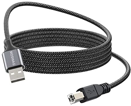 MOSWAG USB-Druckerkabel 2m USB Druckerkabel Langlebiges High Speed USB 2.0 Typ A Stecker auf B Stecker Scannerkabel für HP, Canon, Dell, Epson, Lexmark, Xerox, Brother, Samsung und mehr