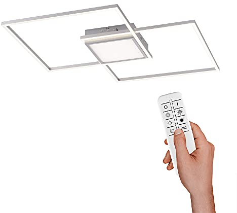 SellTec LED Deckenlampe dimmbar Deckenleuchte 2 Leuchtrahmen | Farbtemperatur mit Fernbedienung einstellbar, warmweiss - kaltweiss | Deckenpanel Memory-Funktion Wohnzimmer & Küche (60x60 Downlight)…