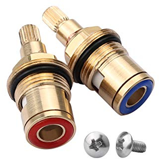 2 Set Ceramic Tap Cartridge 1/4 Turn 20 Spline, Shower Bath Tap Replacement Kit with Washers, Solid Brass Ceramic